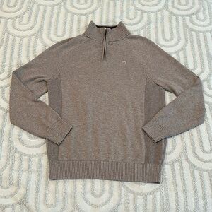 LANDS END Chase Uniform Genderful Gray Quarter Zip Sweater